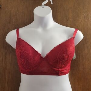 Vince Camuto Bra Womens 38D Burgundy Lace Underwire Back Closure New With Tags
